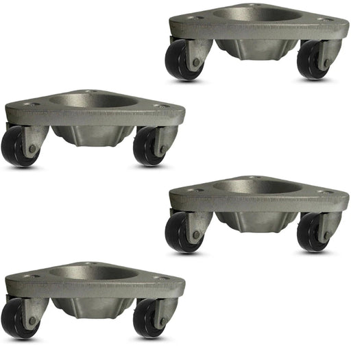 9"x9"x9" Cast Iron Three Wheel Dolly 2" Hard Rubber Wheels, 1,500 lb, Model HQ2127-SET