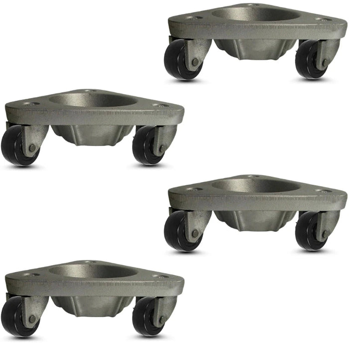 9"x9"x9" Cast Iron Three Wheel Dolly 2" Hard Rubber Wheels, 1,500 lb, Model HQ2127-SET