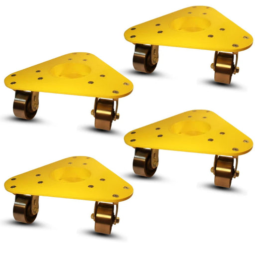 Model 4200 Steel Set of 4 Three Wheel Dolly 4" Cast Iron Wheels, 6,000 lb, Model HQ4200-CI-Set