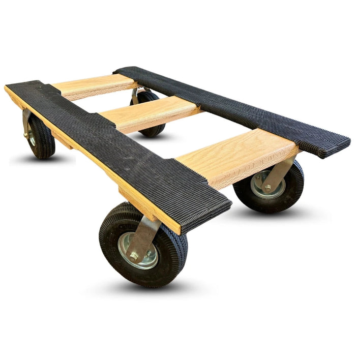 50" x 28" Oak 4 Wheel Dolly 10" Pneumatic Wheels, 1,400 lb, Model RoverMax-Mover-XT
