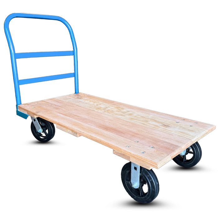 Heavy-Duty Oak Platform Truck 24" x 48" 8" Rubber Wheels, 2,000 lb, Model OAK-PT2448-2000