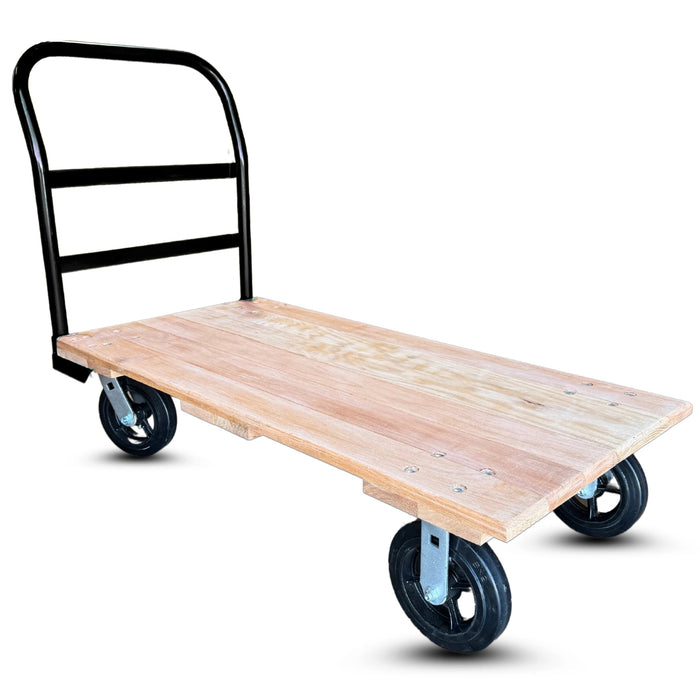 Heavy-Duty Oak Platform Truck 24" x 48" 8" Rubber Wheels, 2,000 lb, Model OAK-PT2448-2000