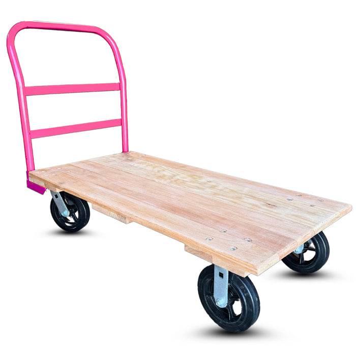 Heavy-Duty Oak Platform Truck 24" x 48" 8" Rubber Wheels, 2,000 lb, Model OAK-PT2448-2000