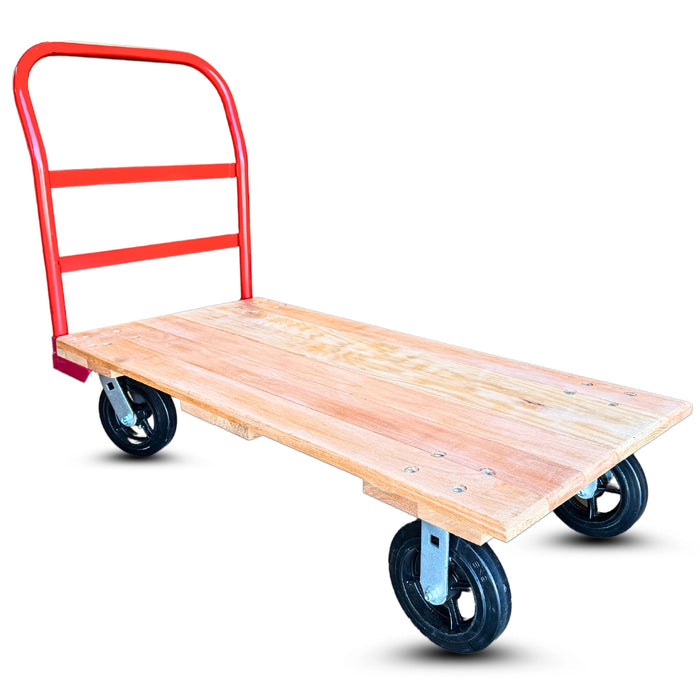 Heavy-Duty Oak Platform Truck 24" x 48" 8" Rubber Wheels, 2,000 lb, Model OAK-PT2448-2000