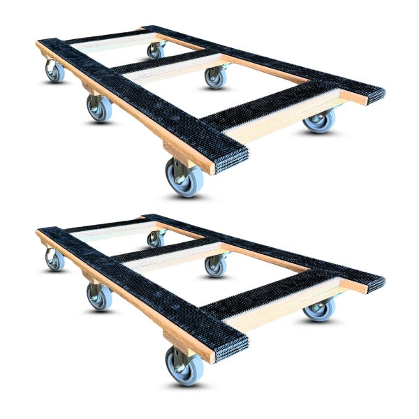 50" x 24" Oak Furniture Dolly 3.5" TPR Wheels, 2-Pack, 1,200 lb, Model RM-CentiRoller-50x24-1200-2PK