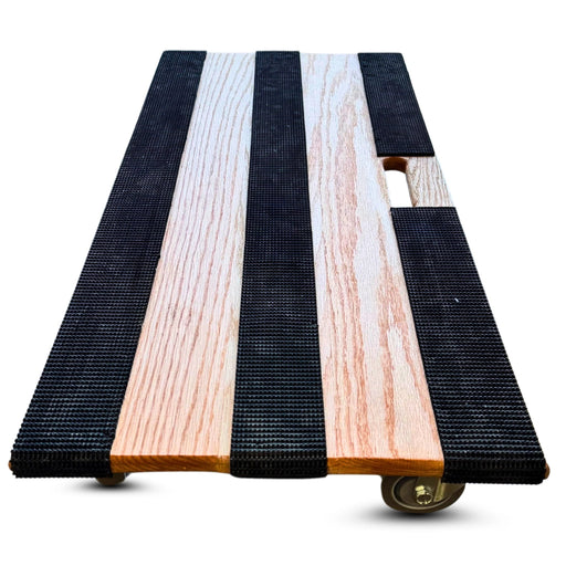 40"x18" Oak Solid Deck Dolly 4" Non-Marking Wheels, 1,000 lb, Model RoverMax-GlidePro-XL-4