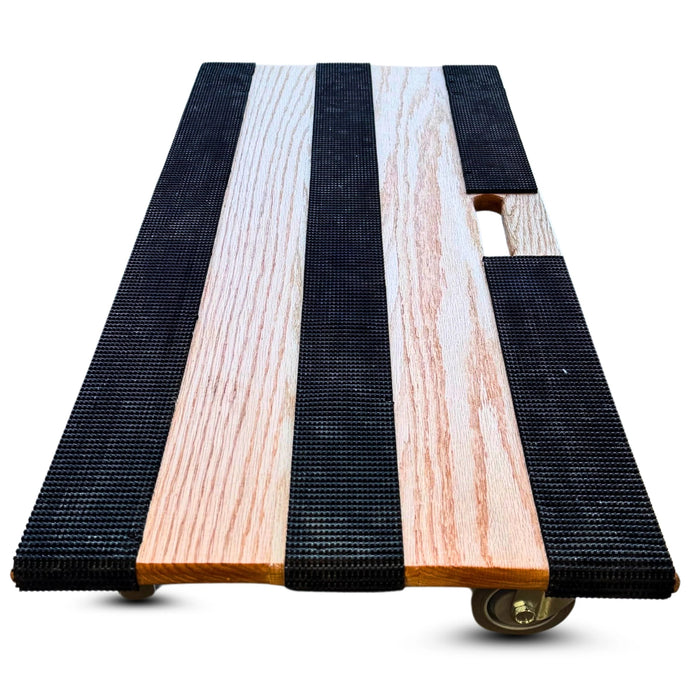 40"x18" Oak Solid Deck Dolly 5" Non-Marking Wheels, 1,000 lb, Model RoverMax-GlidePro-XL-5