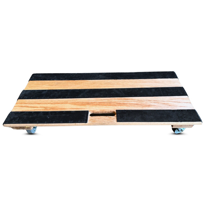 40"x18" Oak Solid Deck Dolly 3.5" TPR Wheels, 1,000 lb, Model RoverMax-GlidePro-XL