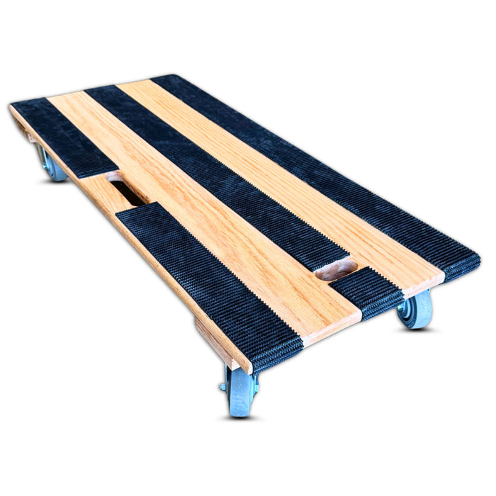 40"x18" Oak Solid Deck Dolly 3.5" Rubber Wheels, 1,000 lb, Model RoverMax-GlidePro-XL-SM