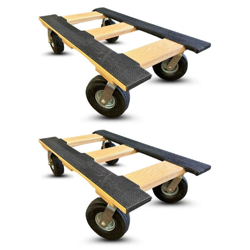 50"x28" Oak Furniture Dolly 10" Pneumatic Wheels, 2-Pack, 1,400 lb, Model RoverMax-Mover-XT-2PK