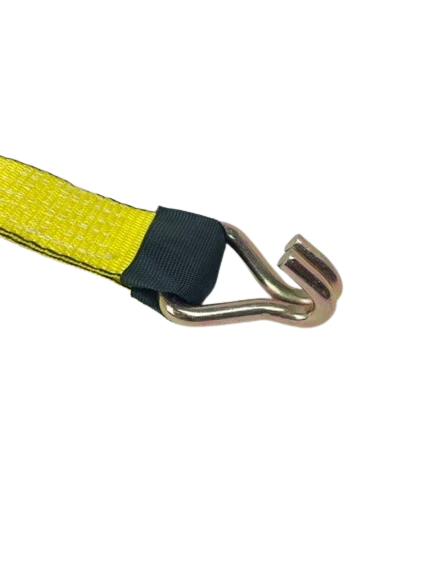 2" x 14' Yellow TECNIC Car Hauler Strap with Double J Wire Hooks, Model S-2X14WHRE-YLTEC-2