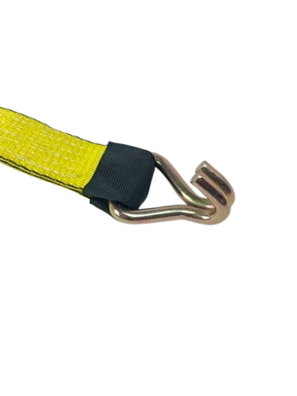 2" x 14' Yellow TECNIC Car Hauler Strap with Double J Wire Hooks, Model S-2X14WHRE-YLTEC-2