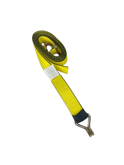 2" x 14' Yellow TECNIC Car Hauler Strap with Double J Wire Hooks, Model S-2X14WHRE-YLTEC-2