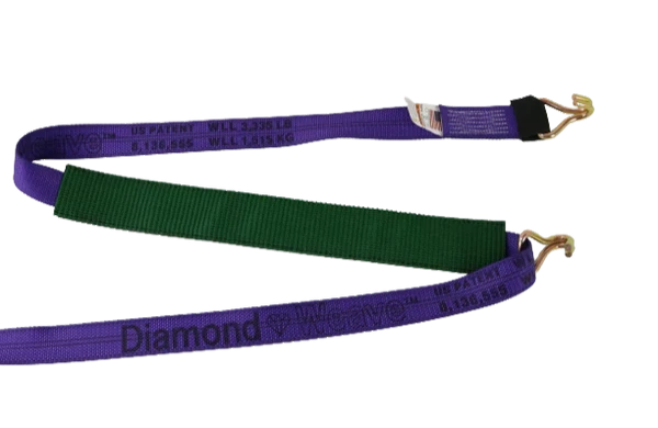 Cargo Strap 2" x 14' Diamond Weave & Wire Hooks, 3,333 lb, Model S-2X14WHRELP-DW