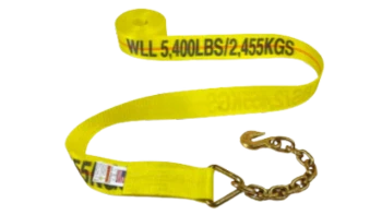 Heavy-Duty Winch Strap 3" x 30' Chain End & Grab Hook, 5,400 lb, Model S-3X30CE