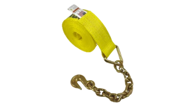 Heavy-Duty Winch Strap 3" x 30' Chain End & Grab Hook, 5,400 lb, Model S-3X30CE