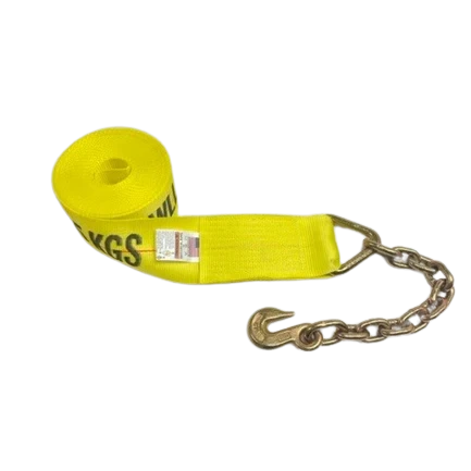 Heavy-Duty Winch Strap 4" x 30' with Chain Anchor End, 5,400 lb, Model S-4X30CE
