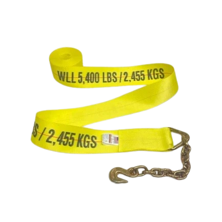Heavy-Duty Winch Strap 4" x 30' with Chain Anchor End, 5,400 lb, Model S-4X30CE