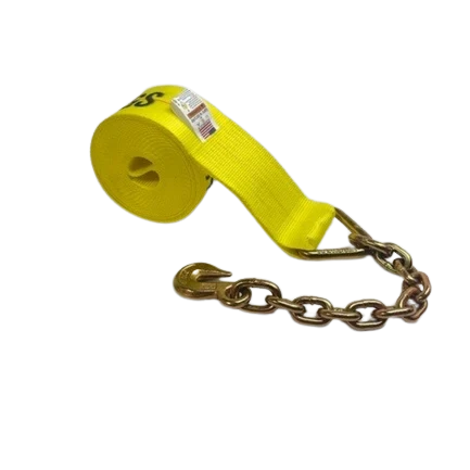 Heavy-Duty Winch Strap 4" x 30' with Chain Anchor End, 5,400 lb, Model S-4X30CE