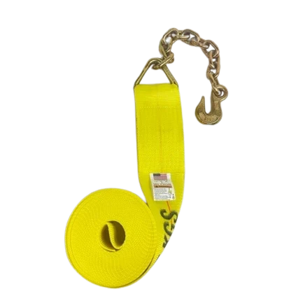 Heavy-Duty Winch Strap 4" x 30' with Chain Anchor End, 5,400 lb, Model S-4X30CE