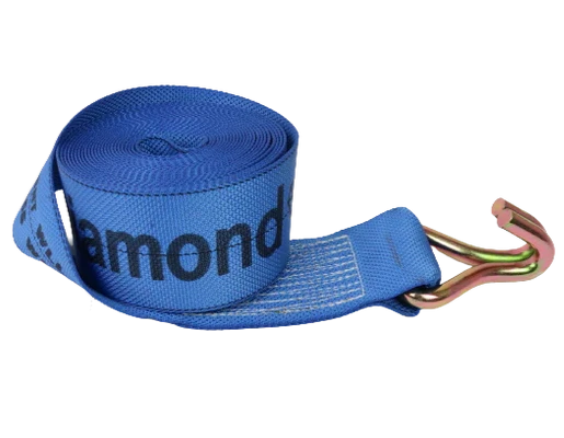 4" x 30' Diamond Weave Winch Strap, Orange Wire Hook, 5,400 lb, Model S-4X30WHK-DW