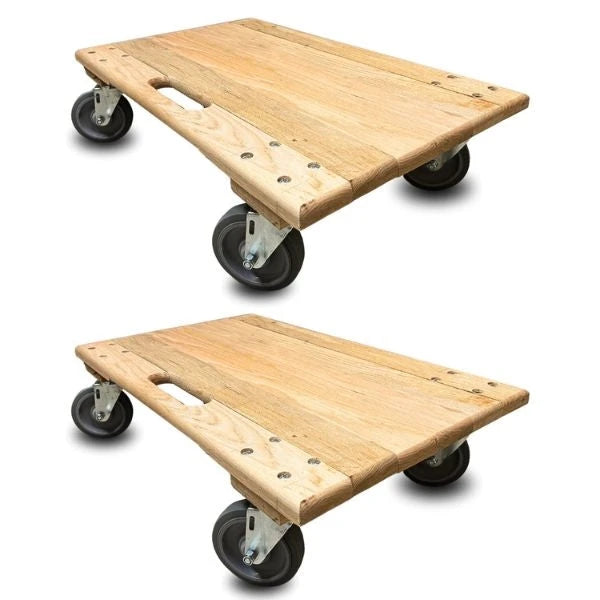 30" x 18" Oak Solid Deck Furniture Dolly 2-Pack 3" Thermo Wheels, 720 lb, Model SD-OAK1830-TRW30-720LBS-2PK