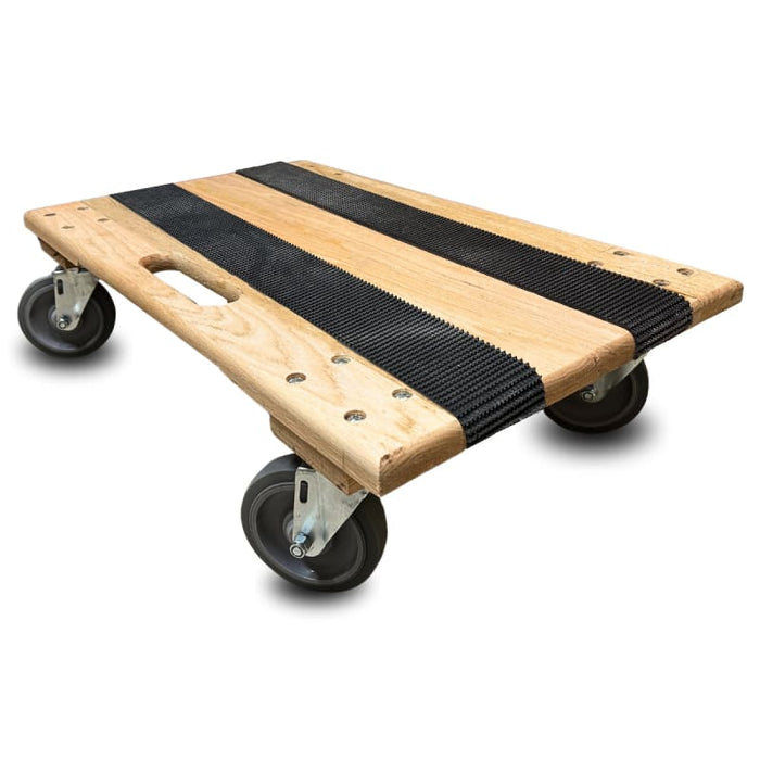 18" X 30" Premium Solid Deck/Solid Top Oak Dolly w/ Anti-Slip Strips - 3-1/2 Inch Wheel - 900 Lbs Load Capacity - Made In USA