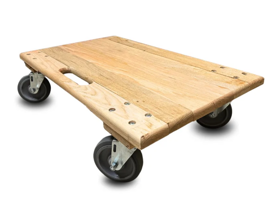 18" X 30" Premium Solid Deck/Solid Top Oak Dolly - 4 Inch Wheel - 960 Lbs Load Capacity - Made In USA