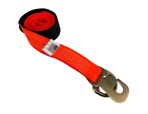 Heavy-Duty Wheel Lift Strap 2" x 8' Flat Snap Hook & D-Ring, 2,000 lb, Model TOW-100FSHWDRCSL-DW