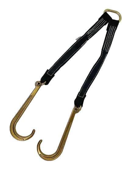 Heavy-Duty Towing V Bridle 24" 15" Forged J Hook, 3,333 lb, Model TOW-2X24BRIDLE-DW