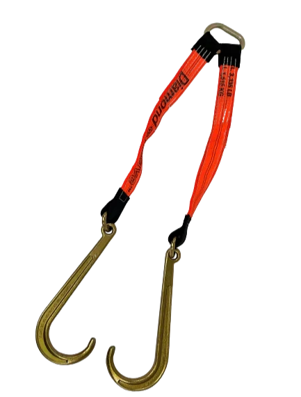 Heavy-Duty Towing V Bridle 24" 15" Forged J Hook, 3,333 lb, Model TOW-2X24BRIDLE-DW