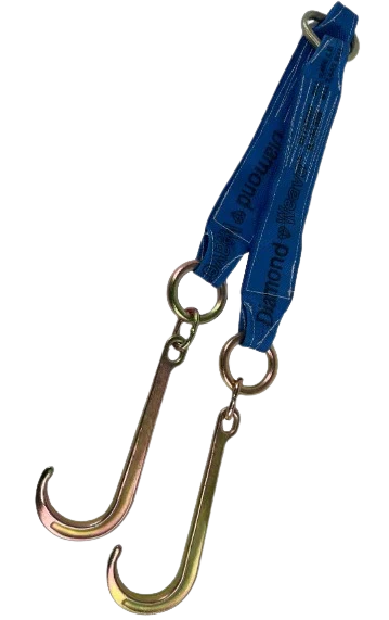 V-Bridle Strap 4" x 36" Diamond Weave & 15" J-Hooks, 5,400 lb, Model TOW-4X2415FJ-DW