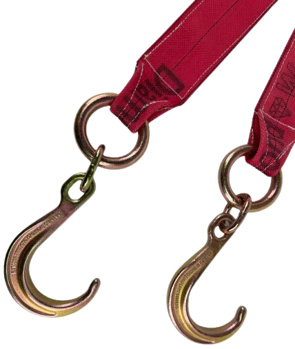 V-Bridle Sling 4" x 36" 8" Forged J-Hooks, 5,400 lb, Model TOW-4X308FJ-DW