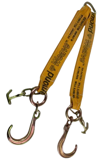 Heavy-Duty V-Bridle Sling 4" x 36" Diamond Weave Webbing, 5,400 lb, Model TOW-4X308FJ-TJ-DW