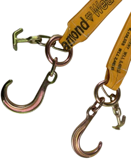 Heavy-Duty V-Bridle Sling 4" x 36" Diamond Weave Webbing, 5,400 lb, Model TOW-4X308FJ-TJ-DW
