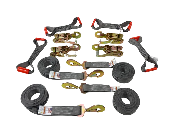 8 Point Diamond Weave Tie Down Kit 14' Twisted Snap Hooks, 3,333 lb, Model TOW-8PT-TSH-DW
