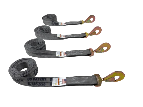 8 Point Diamond Weave Tie Down Kit 14' Twisted Snap Hooks, 3,333 lb, Model TOW-8PT-TSH-DW