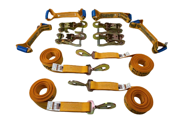 8 Point Diamond Weave Tie Down Kit 14' Twisted Snap Hooks, 3,333 lb, Model TOW-8PT-TSH-DW