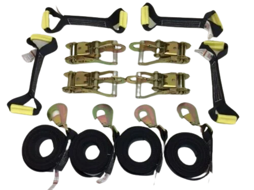 8 Point Diamond Weave Tie Down Kit 14' Twisted Snap Hooks, 3,333 lb, Model TOW-8PT-TSH-DW