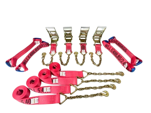 3" 8-Point Flatbed/Rollback Kit with Chain & Grab Hooks, 5,400 lb, Model TOW-8PTCHAIN-3