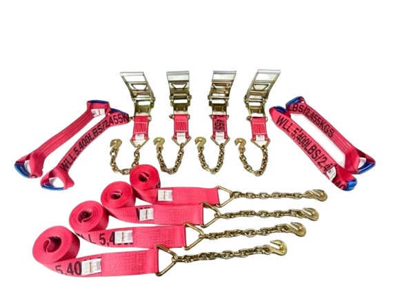 3" 8-Point Flatbed/Rollback Kit with Chain & Grab Hooks, 5,400 lb, Model TOW-8PTCHAIN-3