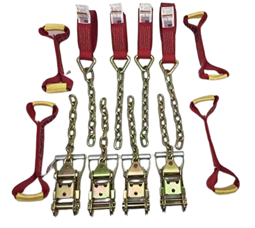 2" x 18' Diamond Weave Tow Straps Kit & Ratchets, 3,333 lb, Model TOW-8PTCHAIN18