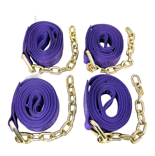 8 Point Diamond Weave Tie Down Kit 14' Straps & Chain, 3,333 lb, Model TOW-8PTCHAIN18-HDDW
