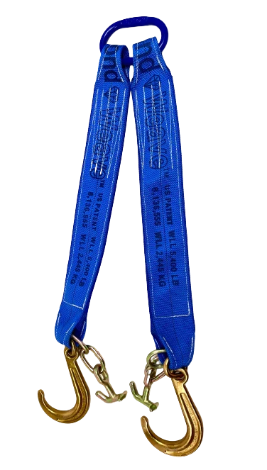 Towing V Bridle 4" x 24" Diamond Weave 8" J & TJ Hook, 5,400 lb, Model TOW-MONSTER-8TJ