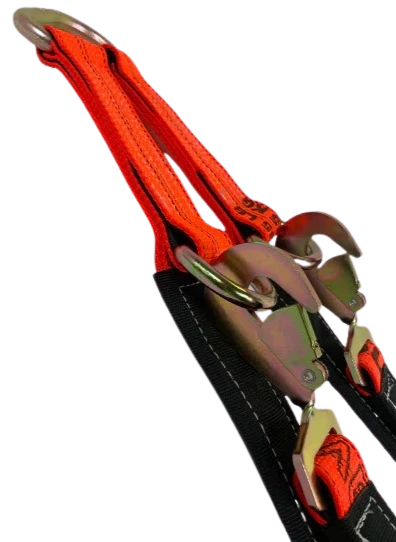 V-Bridle Strap 2" x 56" 8" J-Hooks & RTJ Cluster Hooks, 3,333 lb, Model TOW-MULTIAXLEBRIDLE-DW