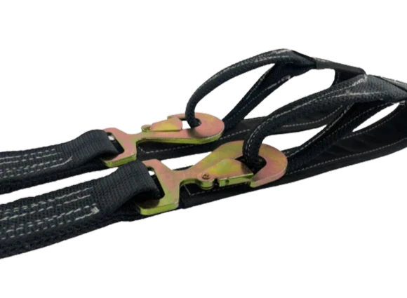 Heavy-Duty V-Bridle Tow Strap 2" x 57" Flat Snap Hooks, 3,333 lb, Model TOW-VLOOP-FSHSTRAP-DW