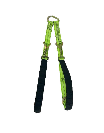 Tow V-Bridle Strap 2" x 56" Twisted Snap Hooks & D-Rings, 3,333 lb, Model TOW-VSTRAP-4DR-DW