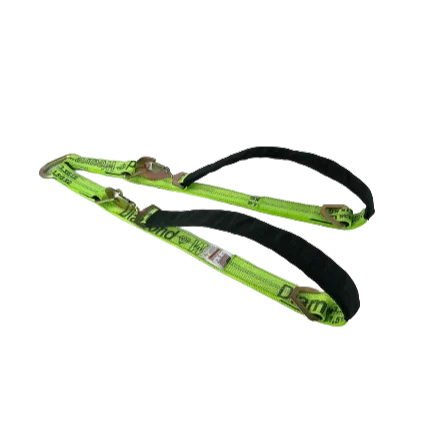 Tow V-Bridle Strap 2" x 56" Twisted Snap Hooks & D-Rings, 3,333 lb, Model TOW-VSTRAP-4DR-DW