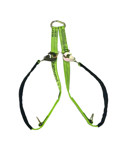 Tow V-Bridle Strap 2" x 56" Twisted Snap Hooks & D-Rings, 3,333 lb, Model TOW-VSTRAP-4DR-DW