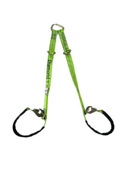 Tow V-Bridle Strap 2" x 56" Twisted Snap Hooks & D-Rings, 3,333 lb, Model TOW-VSTRAP-4DR-DW